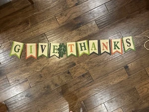 Give Thanks Herbst Wimpel Banner Fahnen geschützt Sackleinen Erntedank 60" - Bild 1 von 3