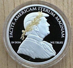 2025 Liberia Trump Caesar 1 oz Silver Proof w/ Gold Plating Coin BOXCOA 999 Made - Picture 1 of 10