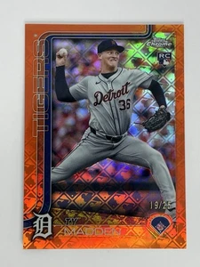 2025 Topps Chrome Logofractor Ty Madden rifrattore arancione /25 RC Tigers - Foto 1 di 2