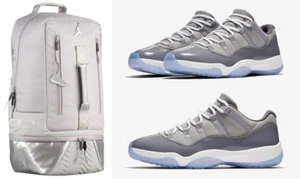 Nike Air Jordan 11 XI Retro Cool Grey Patent Medium Gray Laptop Backpack Bag Low - Picture 1 of 6