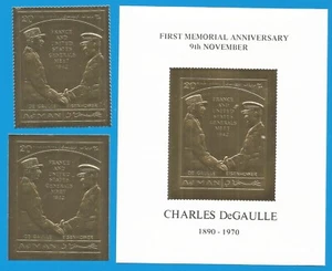 Ajman 1971 year General de Gaulle and the American General ,mint block + 2 stamp - Picture 1 of 1