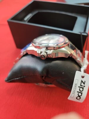 Reloj de pulsera ZIPPO 45014-YF para hombre esfera analógica plateada cuarzo correa de acero inoxidable Foto 1 de 4