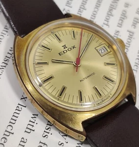 Reloj de pulsera vintage Edox automático 21 joyas 34 mm para hombre Arueb-227 - Imagen 1 de 10