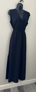 TOMMY BAHAMA Black Racerback Maxi Dress Soft Cotton Neutral Versatile Small Slit - Picture 1 of 6
