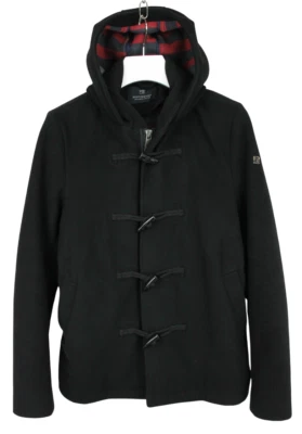 Scotch & Soda Coat Men M Wool Blend Toggle Buttons With Hood Black - Image 1 of 4
