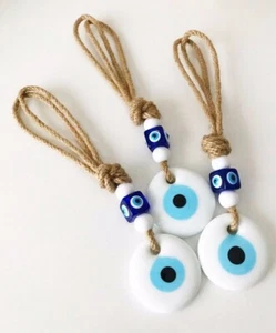 Evil Eye Wall Hanging - evil eye home decor - white evil eye bead - Picture 1 of 3