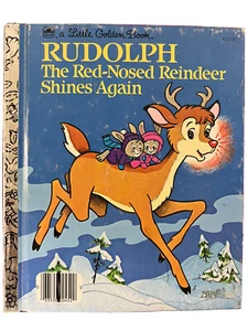 Little Golden Book Rudolph The Red-Nosed Reindeer Shines Again 1982 NOPQRST - Picture 1 of 9