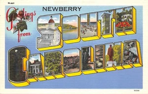 H1184    NEWBERRY, S.C.  LARGE LETTER LINEN   POSTCARD, - Picture 1 of 2