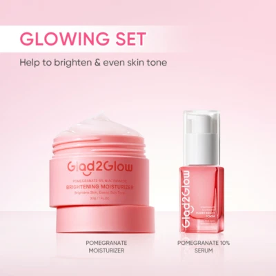 Glad2Glow 2 In 1 Basic Skincare Set Brightening Glowing Moisturizer Facial Serum - Image 1 of 3