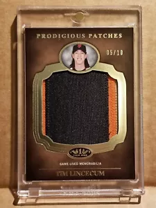 Tim Lincecum 2012 Topps Tier 1 One Prodigious Patches Jumbo Relic /10 3-color - Picture 1 of 2