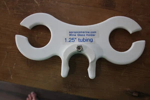 2 wine glass holder for 1.25" rail sailboat steering pedestal mount - Picture 1 of 2