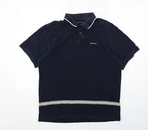 Rockport Mens Blue Cotton Blend Polo Size L Collared Button - Picture 1 of 10