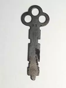 Vintage Yale Lock Flat Skeleton Key Standard No 21 8 Part 20-70 Steel - Foto 1 di 7
