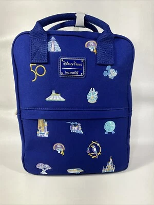 New! Loungefly Disney Parks 50th Embroidered Canvas Mini Backpack - Image 1 of 4