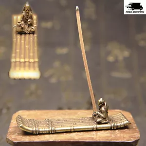 Bruciatore di incenso vintage bronzo porta bastoncini regalo antico fatto a mano decorazione casa - Foto 1 di 9