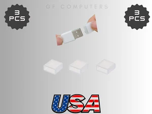 3 USB A Dust Caps – Clear Port Blockers, Anti-Dust Plug Covers, New - Picture 1 of 2