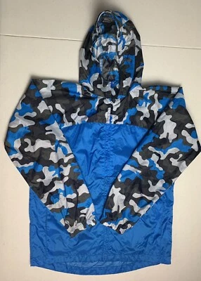 Lands End Kids Large 14-16 Lightweight rain /wind jacket Coat Blue Camouflage - Image 1 of 4