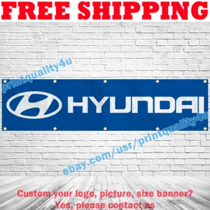 Hyundai Logo Banner Flag 2x8 ft Car Racing Show Garage Sign Wall Sign Decor 2024 - Picture 1 of 5