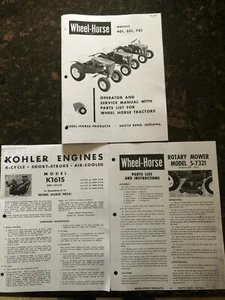 WHEEL HORSE 401,551,701  Operators Manual + Deck Manual & Engine Manual + Decal - Imagen 1 de 2