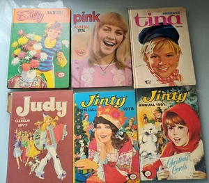 6 X VINTAGE ANNUALS. Sally pink princess tina Jinty  1973 - 1981 - Picture 1 of 2