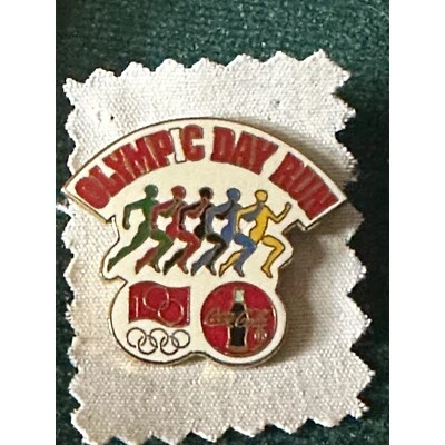 Olympic Day Run Lapel Pin - Coca Cola & Olympic Logos - Multicolor Runners 100 - Image 1 of 4
