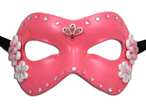 Fabulous Pink with White Flowers "Quilled Mystery" Masquerade Mask * OOAK - Picture 1 of 3