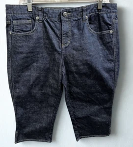 Tommy Hilfiger Jeans Women's 14 Capri Hipster Blue Mid Rise Dark Wash Denim Y2K - Picture 1 of 8