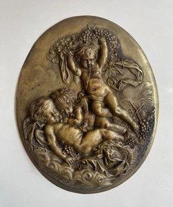 Bronze ovale Plakette Cherubs französisch, Manier von Claude Michel Clodion antik - Bild 1 von 5