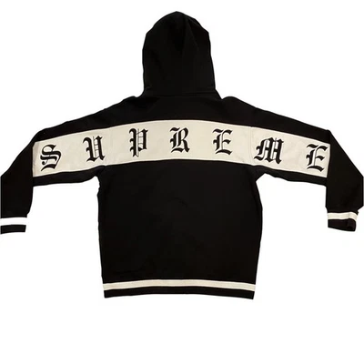 SS19 Supreme Split Antiguo Inglés Rayas Cremallera Sudadera con Capucha Talla Grande Sudadera con Capucha Foto 1 de 4