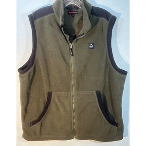 Wolverine Mens XL Fleece Mock Neck Vest Full Zip Pockets Green With Black Trim - Picture 1 of 9