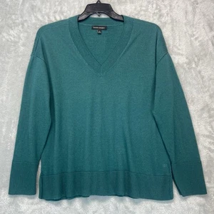 Maglione Banana Republic 100% lana merino taglia L verde scollo a V manica lunga spacchi - Foto 1 di 8