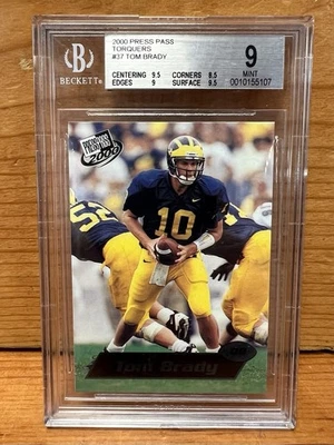 Tom Brady 2000 Press Pass #37 BGS 9 Rookie RC Michigan Foto 1 de 3