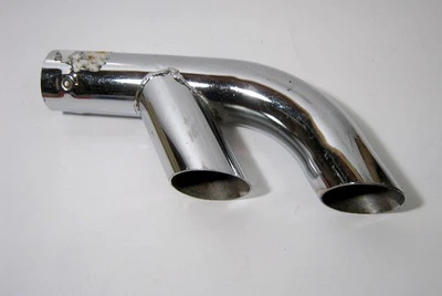 Vintage Chrome Exhaust Tip Splitter Hot Rod Motorcycle Rat Rod Custom - Image 1 of 4