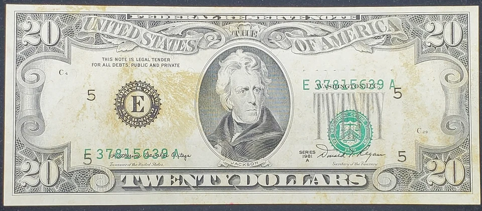"Serial Number MisPrint" Series 1981A  $20 Federal Reserve Note - Image 1 of 4
