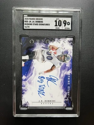 2020 Origins Rushing Star Sigs Jk Dobbins RC Auto SSP /25 SGC 9/10 Broncos 🔥 - Image 1 of 4