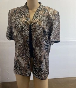 Blazer Adrianna Papell Talla 16 Chaqueta 100% Seda Abotonada Carrera Beige De Colección Usado - Imagen 1 de 11