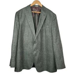 Joseph Abboud Mens 48L Green Hopsack 2 Button Guabello Linen Wool Jacket Blazer - Picture 1 of 8