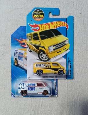 Hot Wheels CUSTOM '77 DODGE VAN's, 2010 #117 Action News 68, 2014 #20 Mooneyes,  - Image 1 of 4