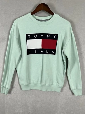 Suéter Tommy Jeans XS Color Como Nuevo Mujeres GRAN LOGOTIPO Cuello Redondo Pull Over Spellout Foto 1 de 4