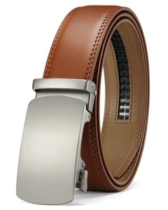 Belt Men - Mens Brown Leather Belt 1 3/8" for Dress Casual - Micro Adjustable... - Picture 1 of 9