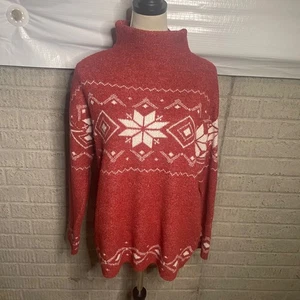 Christian Siriano Snowflake Sweater Mock Neck Knit Holiday Pullover Small - Picture 1 of 5