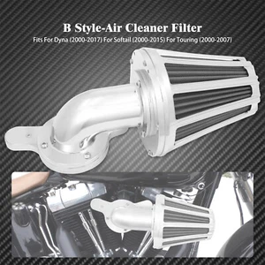 Chrome Sucker Air Cleaner Filter Fit For Harley Dyna 00-17 FLH 2000-2007 Softail - Foto 1 di 15