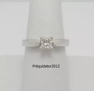 1/2CT Natural Princess Diamond Solitaire Engagement Wedding Ring 14K White Gold - Picture 1 of 14