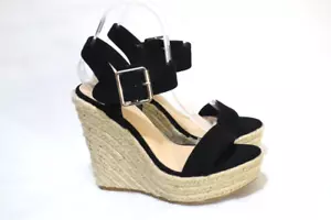 Size 7 Womens Mule Strap Open Toe Elastane Free Buckle Espadrille Wedge Bootie - Picture 1 of 6