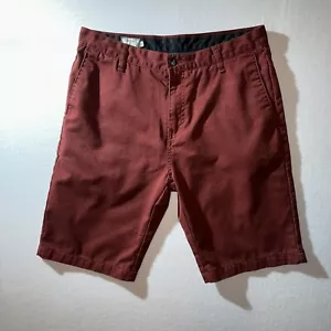 Volcom Skater Shorts Men's 23 Burgundy Stretch Chino Flat Front Y2K Beach - Picture 1 of 8