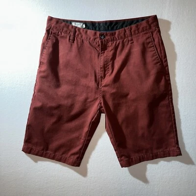 Volcom Skater Shorts Men's 23 Burgundy Stretch Chino Flat Front Y2K Beach - Image 1 of 4