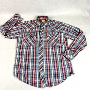 Resistol Double R Shirt Pearl Snap Western Mens Large 100% Cotton Cowboy Plaid - Picture 1 of 10