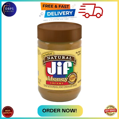Jif Natural Creamy Peanut Butter Spread and Honey 16 Ounces Contains 80% Peanuts - Image 1 of 4