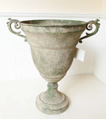 Amphore Pokal Blumentopf Pflanztopf Pflanzschale Ornament Antik Grau H35cm Ø24cm - Bild 1 von 4