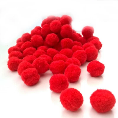 Red Pom Poms 25mm Choose pack Size 25 to 200 Xmas Craft Santa Reindeer Nose etc - Image 1 of 3
